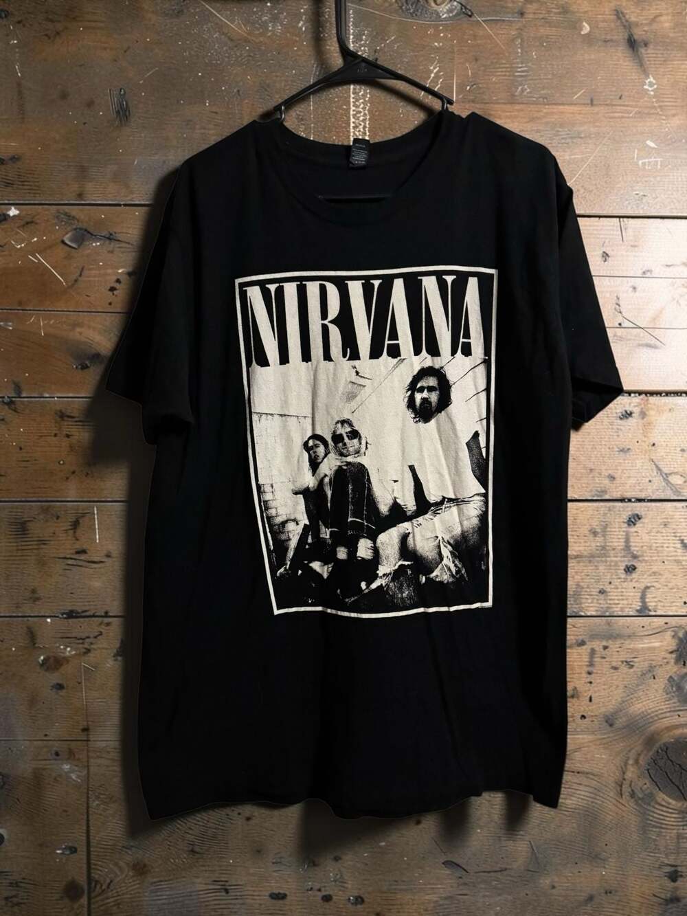 Nirvana Band Graphic T-Shirt Black Photo Print